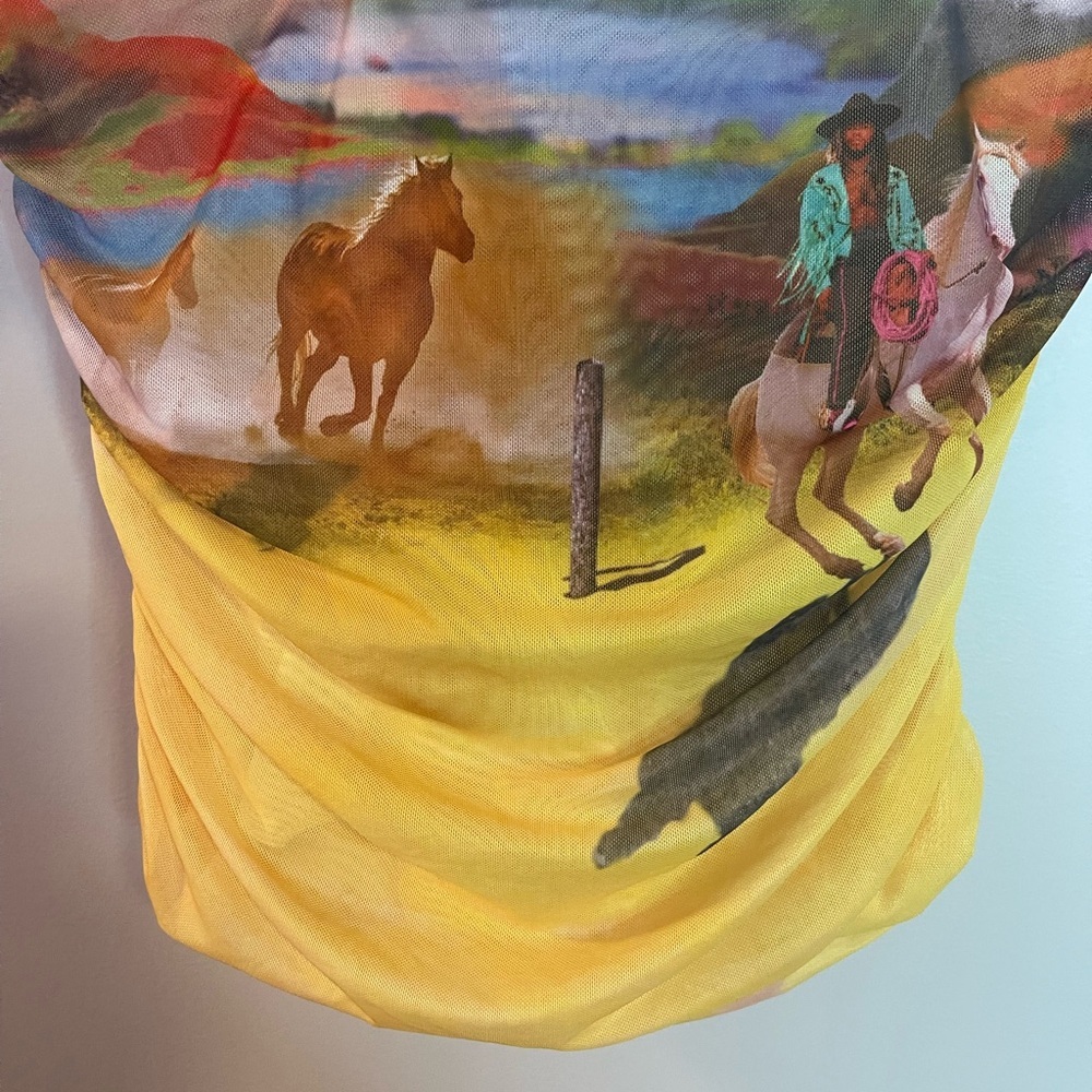 NWT Elsie & Fred rushed tube top novelty rawhide cowboy print size medium - Picture 6 of 10